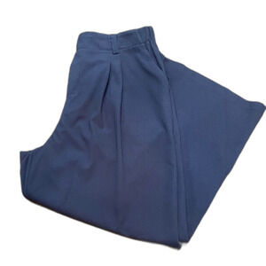 HALARA Navy Blue Wide Leg Waffle Knit Relaxed Trousers Pants